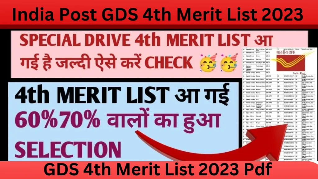 India Post GDS 4th Merit List 2023 Pdf | इंडिया पोस्ट